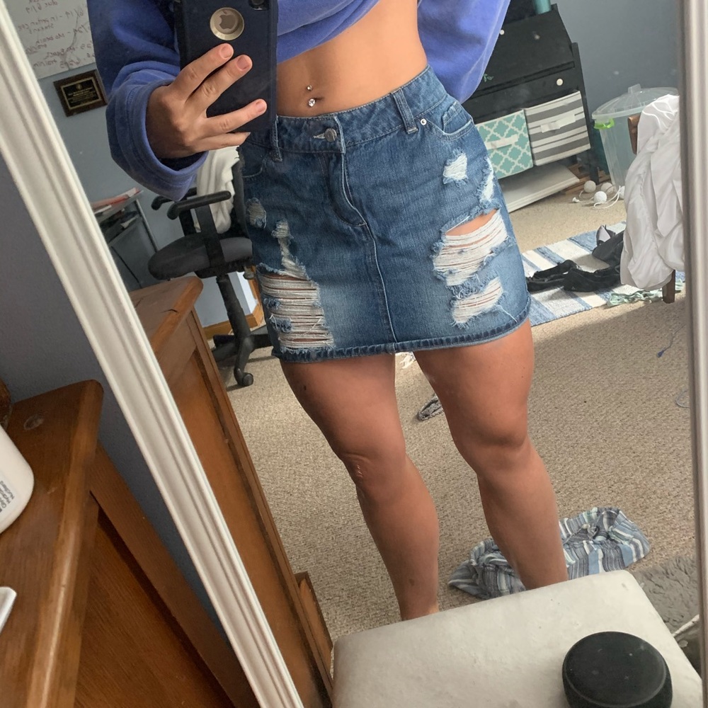 Cute ripped jean skirt